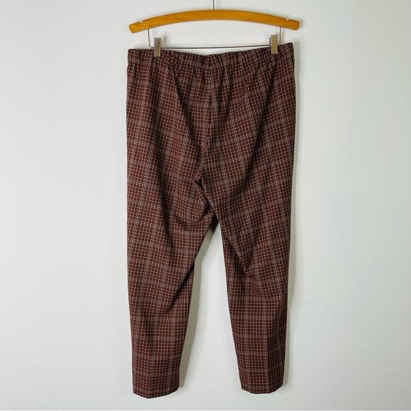 J. Jill orange pink black plaid pull on preppy soft flannel cropped pants MP - Picture 6 of 7